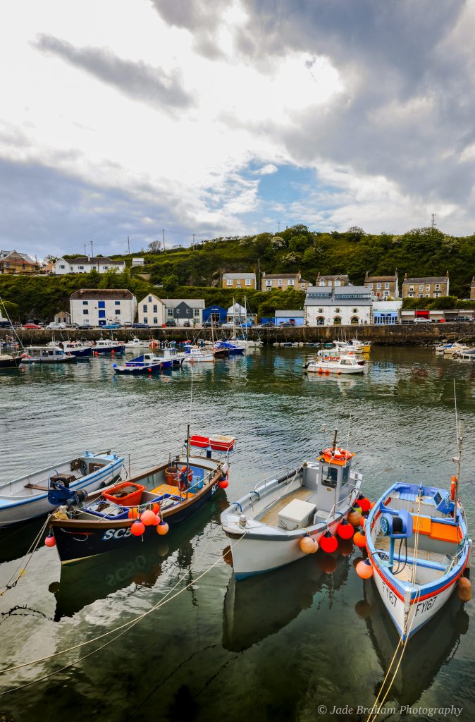 Porthleven Harbour fishing village in Cornwall