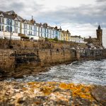 Porthleven Harbour fishing village in Cornwall