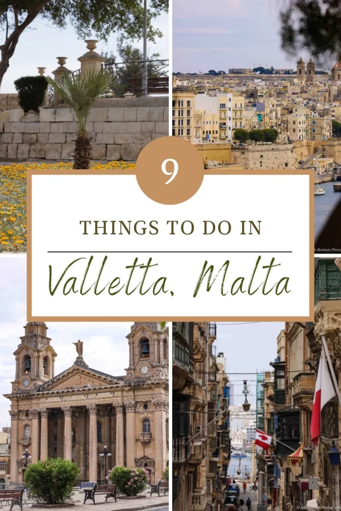 Top 9 things to do in Valletta Pinterest pin.
