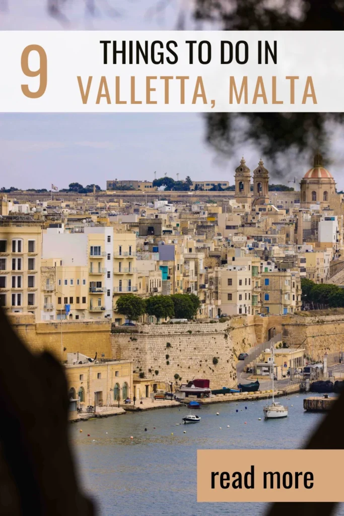 Top 9 things to do in Valletta Pinterest pin.