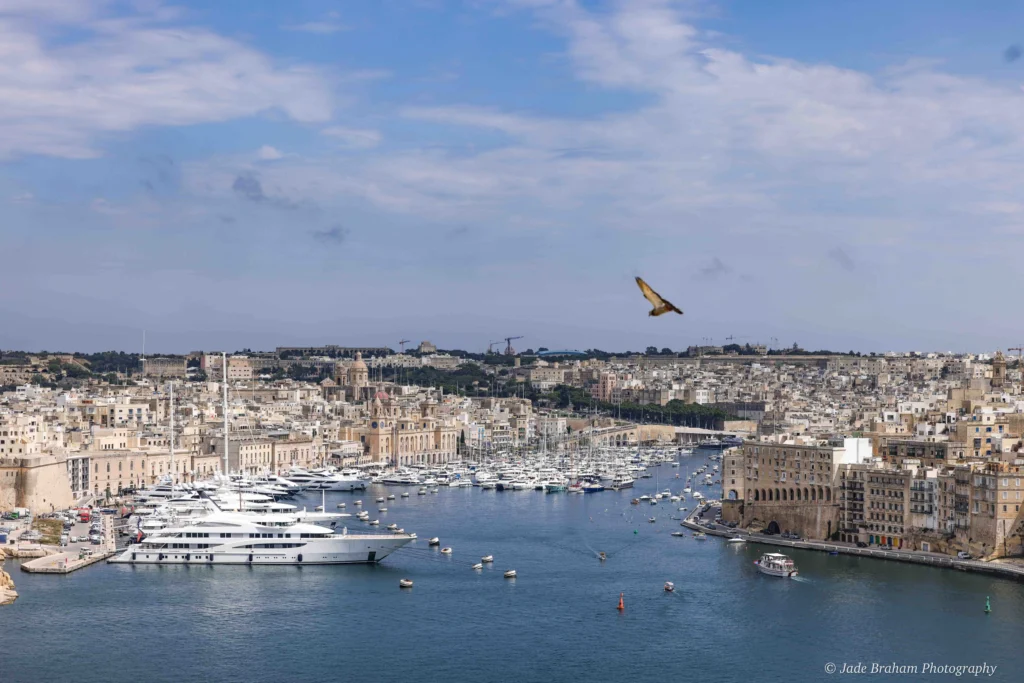 From Upper Barrakka, you'll have panoramic views of the city of Valletta.