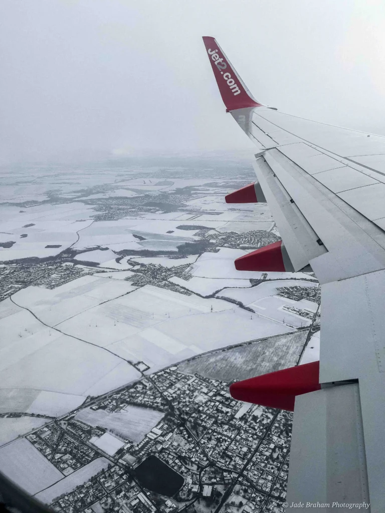 A birdseye view of Prague from Jet2 Airplane.