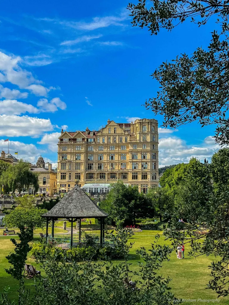 The Parade Gardens in Bath with a grand hotel in the background