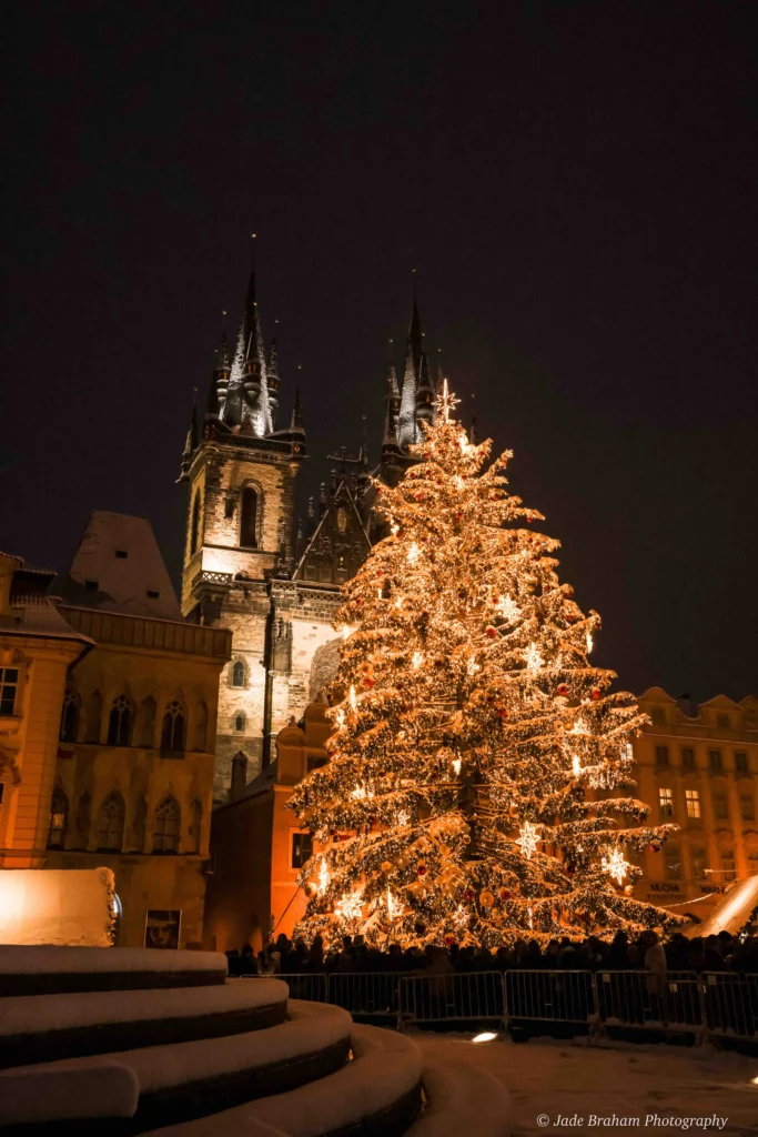 Prague Christmas Market has a massive tree in its centre. 