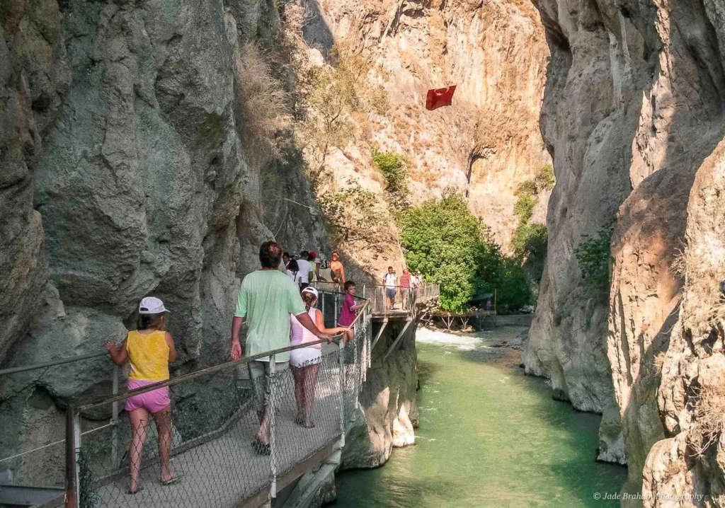 There is a wooden walkway through the heart of the Saklikent National Park.