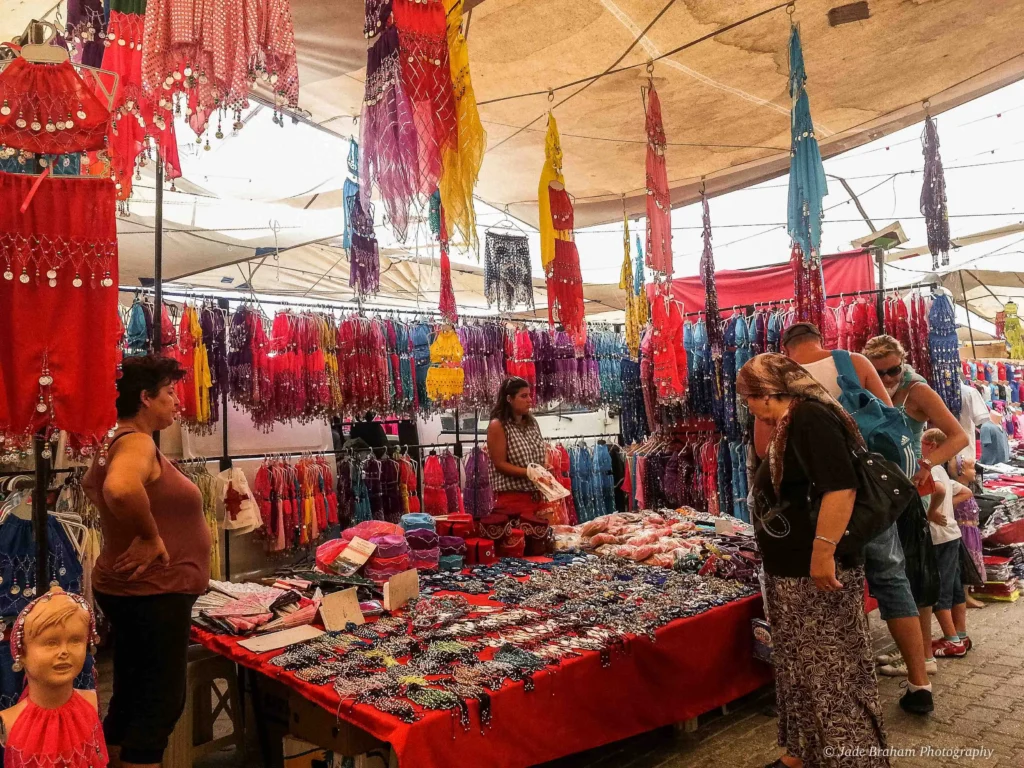 Fethiye Market has stalls with lots of traditional Turkish dresses. 