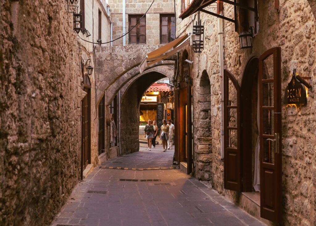 Rhodes Old Town has many narrow alleyways.